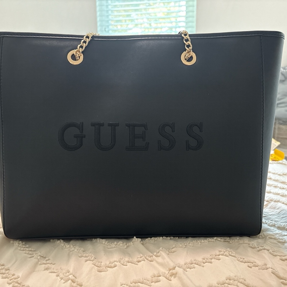 GUESS Elegant Black Tote with Gold Accents